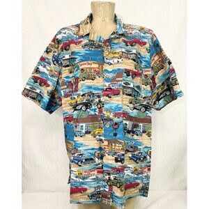 Classic Cars Button Down Shirt XL X Large 52" Streetwear Vintage Chevy Chevrolet